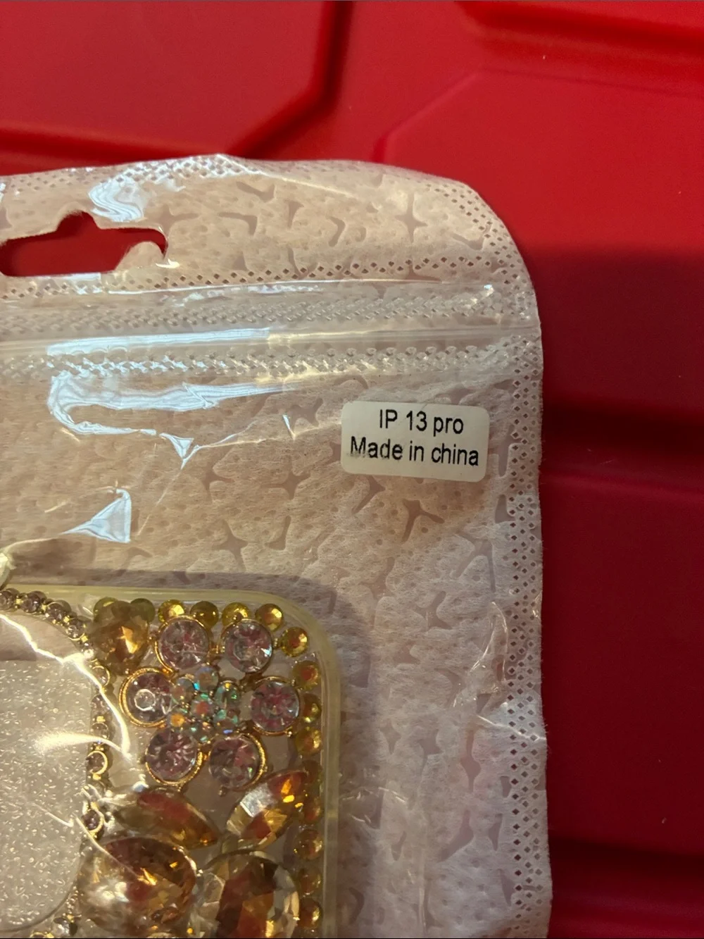 Decorative Gold Rhinestone iPhone 13 Pro Case - Bling Jewel Accents